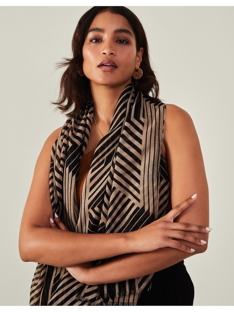 Accessorize Black Geometric Print Scarf - Image 3 of 3