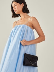 Accessorize Black Woven Satin Envelope Clutch Bag - Image 1 of 2