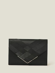 Accessorize Black Woven Satin Envelope Clutch Bag - Image 2 of 2