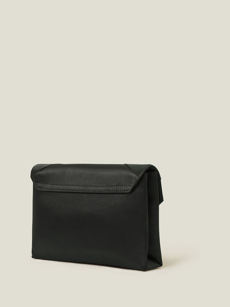 Accessorize Black Woven Satin Envelope Clutch Bag - Image 3 of 3 Accessorize Black Woven Satin Envelope Clutch Bag - Image 3 of 3
