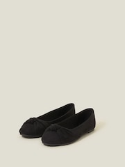 Accessorize Black Suedette Knot Ballerina Flats - Image 2 of 3