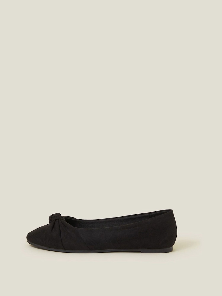 Accessorize Black Suedette Knot Ballerina Flats - Image 3 of 3