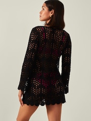 Accessorize Black Crochet Kaftan - Image 2 of 4