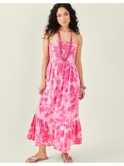 Accessorize Pink Tie Dye Bandeau 100% Cotton Dress - Image 1 of 4