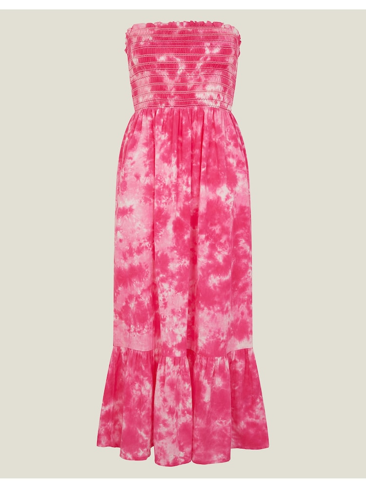 Accessorize Pink Tie Dye Bandeau 100% Cotton Dress - Image 4 of 4