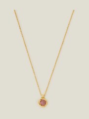 Accessorize Gold Tone 14ct Rhodonite Healing Pendant Necklace - Image 1 of 2