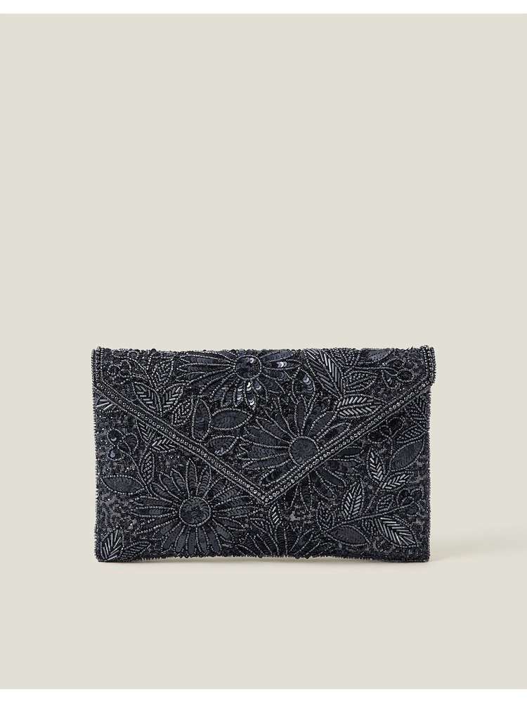 Accessorize Blue Tara Hand-Beaded Clutch Bag - Image 2 of 3