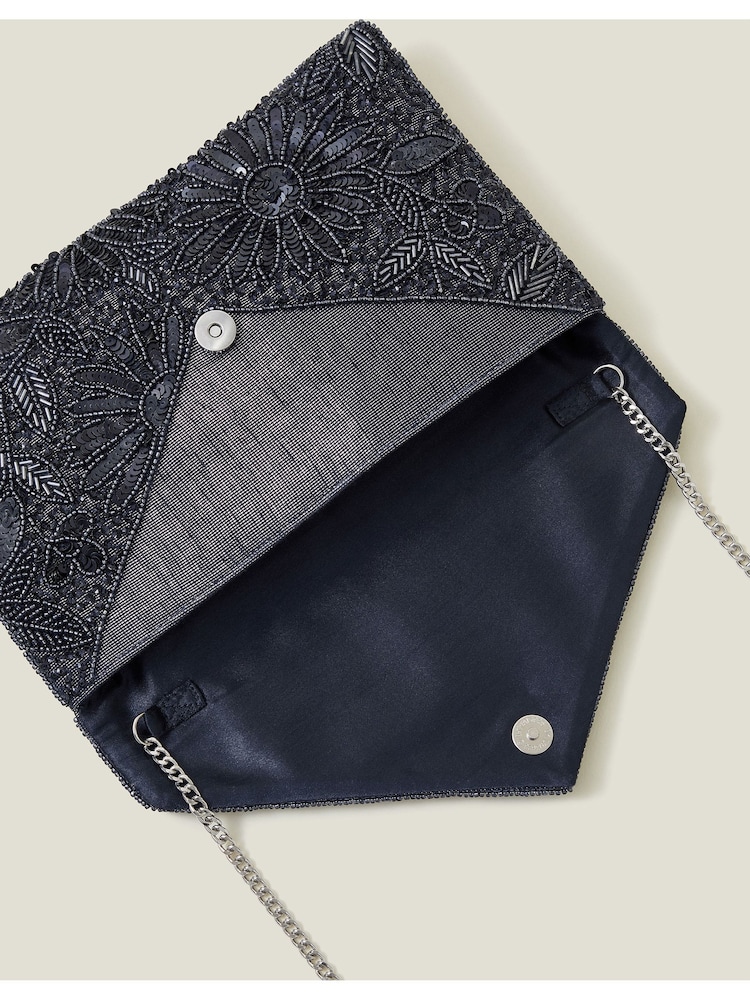 Accessorize Blue Tara Hand-Beaded Clutch Bag - Image 3 of 3