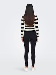 JDY Black Long Sleeve Stripe Knitted Jumper - Image 3 of 7