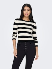 JDY Black Long Sleeve Stripe Knitted Jumper - Image 4 of 7