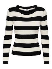 JDY Black Long Sleeve Stripe Knitted Jumper - Image 6 of 7