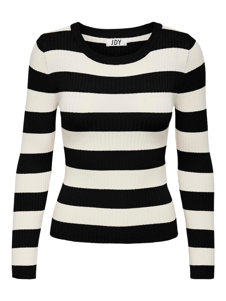 JDY Black Long Sleeve Stripe Knitted Jumper - Image 6 of 7