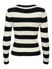 JDY Black Long Sleeve Stripe Knitted Jumper - Image 7 of 7