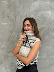 VILA Nude Knitted 3/4 Zip Sleeveless Jumper - Image 2 of 8