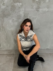 VILA Nude Knitted 3/4 Zip Sleeveless Jumper - Image 3 of 8