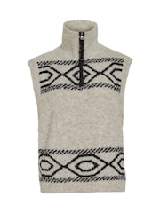 VILA Nude Knitted 3/4 Zip Sleeveless Jumper - Image 4 of 8