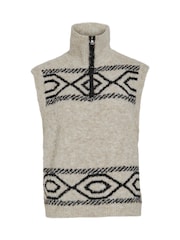 VILA Nude Knitted 3/4 Zip Sleeveless Jumper - Image 7 of 8