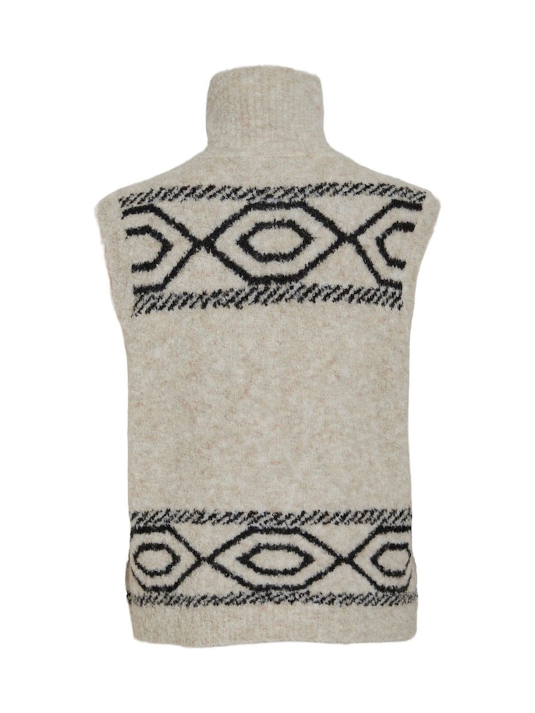 VILA Nude Knitted 3/4 Zip Sleeveless Jumper - Image 8 of 8