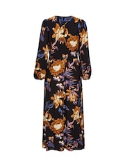 VILA Black Printed Long Sleeve V-Neck Maxi Dress - Image 5 of 5