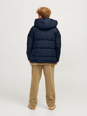 JACK & JONES JUNIOR Blue Hooded Puffer Nautical Jacket - Image 2 of 8