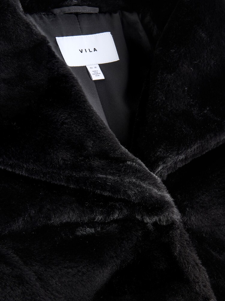 VILA Black Faux Fur Long Sleeve Short Jacket - Image 5 of 5 VILA Black Faux Fur Long Sleeve Short Jacket - Image 5 of 5