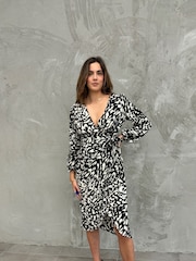 VILA Printed Long Sleeve V-Neck Midi Dress - Bild 2 von 7