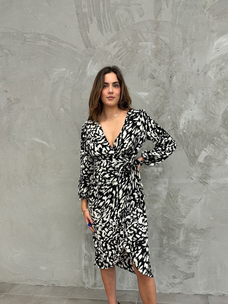 VILA Printed Long Sleeve V-Neck Midi Dress - Bild 2 von 7