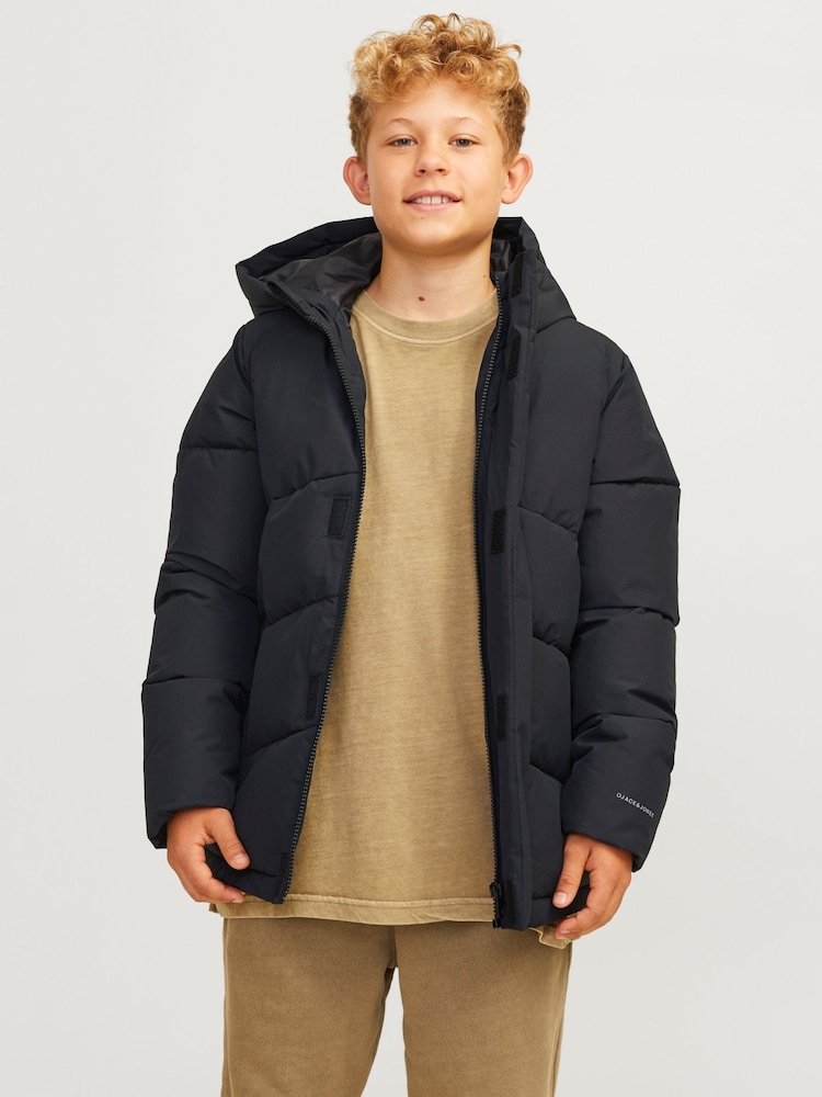 JACK & JONES JUNIOR Blue Hooded Puffer Nautical Jacket - Image 2 of 10
