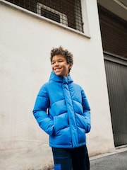 JACK & JONES JUNIOR Blue Hooded Puffer Nautical Jacket - Image 1 of 10