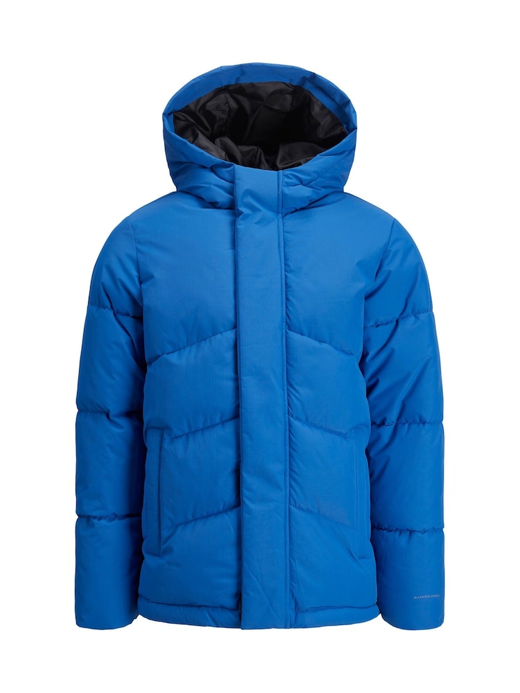 JACK & JONES JUNIOR Blue Hooded Puffer Nautical Jacket - Image 10 of 10