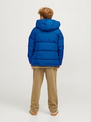 JACK & JONES JUNIOR Blue Hooded Puffer Nautical Jacket - Image 5 of 10