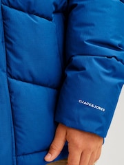 JACK & JONES JUNIOR Blue Hooded Puffer Nautical Jacket - Image 6 of 10