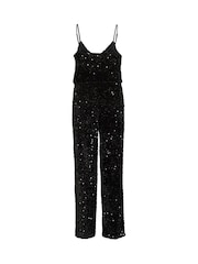 VILA Black Sleeveless Full Sequin Wide Leg Jumpsuit - Image 4 of 4