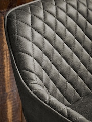 Monza Faux Leather Dark Grey Hamilton Mid Wood Leg Fixed Height Quilted Kitchen Bar Stool - Image 2 of 8