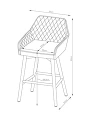 Monza Faux Leather Dark Grey Hamilton Mid Wood Leg Fixed Height Quilted Kitchen Bar Stool - Image 3 of 8