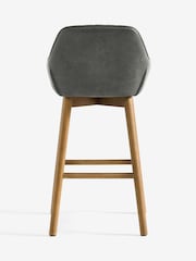 Monza Faux Leather Dark Grey Hamilton Mid Wood Leg Fixed Height Quilted Kitchen Bar Stool - Image 8 of 8