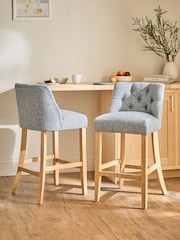 Chunky Weave Mid Blue Wolton Bar Stool - Image 1 of 8
