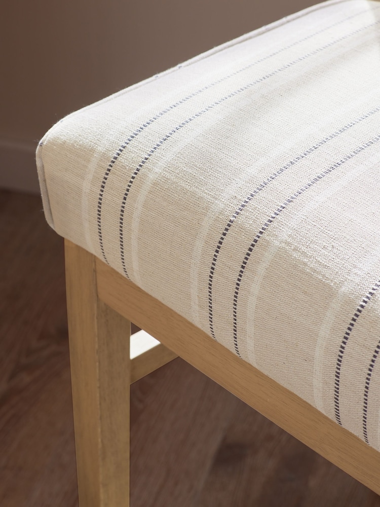 Linen Stripe Light Natural Norbury Upholstered Fixed Height Bar Stool - Image 2 of 9