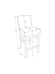 Linen Stripe Light Natural Norbury Upholstered Fixed Height Bar Stool - Image 4 of 9