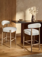 Casual Boucle Oyster Aire Bar Stool - Image 5 of 7