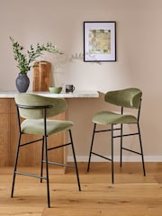 Olive Green Bryer Fixed Height Relaxed Chenille Bar Stool - Image 1 of 9