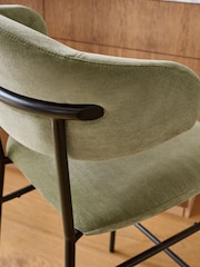 Olive Green Bryer Fixed Height Relaxed Chenille Bar Stool - Image 2 of 9