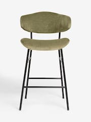 Olive Green Bryer Fixed Height Relaxed Chenille Bar Stool - Image 3 of 9
