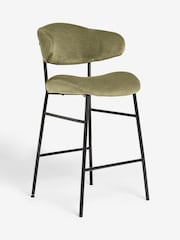 Olive Green Bryer Fixed Height Relaxed Chenille Bar Stool - Image 5 of 9