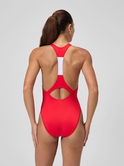 Speedo Red Colourblock Racerback Swimsuit - Image 2 of 6