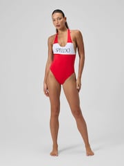 Speedo Red Colourblock Racerback Swimsuit - Image 3 of 6