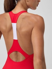 Speedo Red Colourblock Racerback Swimsuit - Image 5 of 6