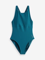 Speedo Green Solid High Neck Swimsuit - Image 6 of 10