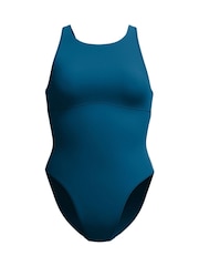 Speedo Green Solid High Neck Swimsuit - Image 7 of 10