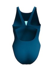 Speedo Green Solid High Neck Swimsuit - Image 8 of 10
